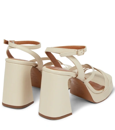 Shop Souliers Martinez Nikita 90 Leather Platform Sandals In Ice