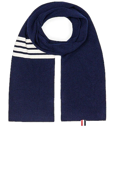 Shop Thom Browne Cashmere 4 Bar Scarf In Navy