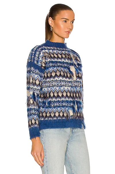Shop Maison Margiela Long Sleeve Sweater In Blue Jacquard