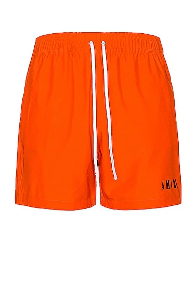 Shop Amiri Core Logo Swim Trunk In Orange