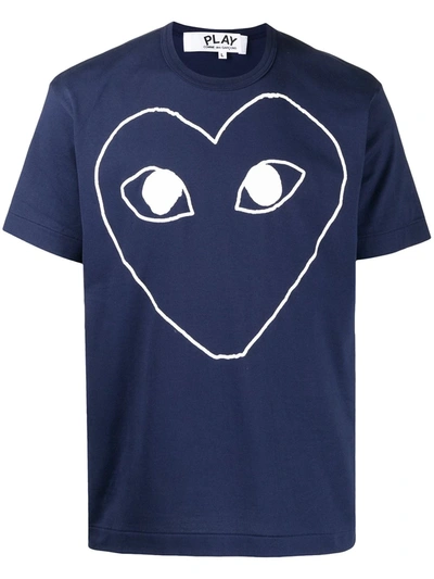 Shop Comme Des Garçons Play Logo-print Short-sleeved T-shirt In Blue