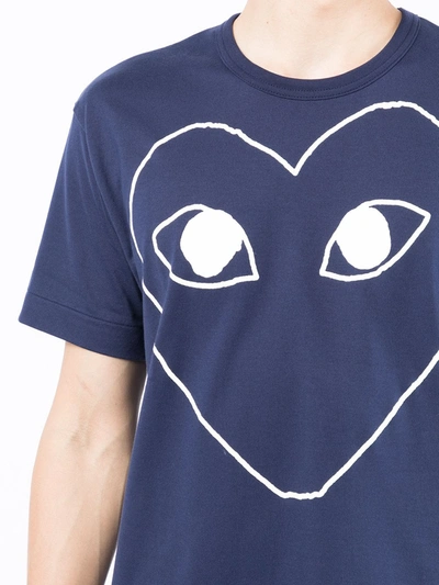 Shop Comme Des Garçons Play Logo-print Short-sleeved T-shirt In Blue