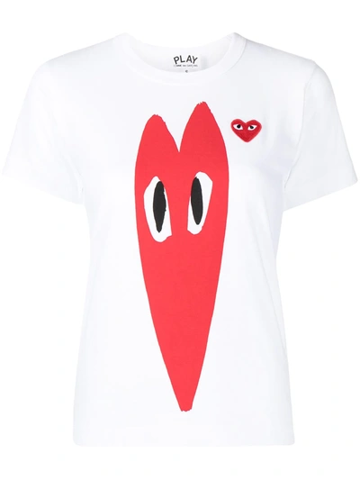 Shop Comme Des Garçons Play Signature Heart-print T-shirt In White