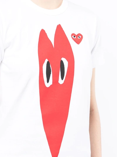 Shop Comme Des Garçons Play Signature Heart-print T-shirt In White
