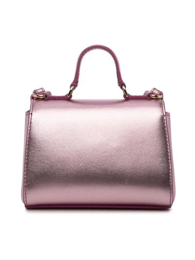 Shop Dolce & Gabbana Teen Metallic Leather Top-handle Bag In Pink
