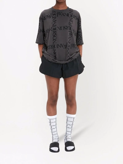 Jw Anderson All-over Logo Print Grey T-shirt In Black