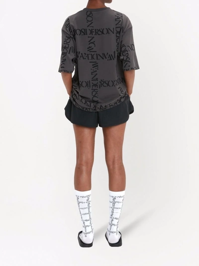 Jw Anderson All-over Logo Print Grey T-shirt In Black