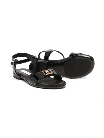 Dolce & Gabbana Logo-plaque Sandals In Black