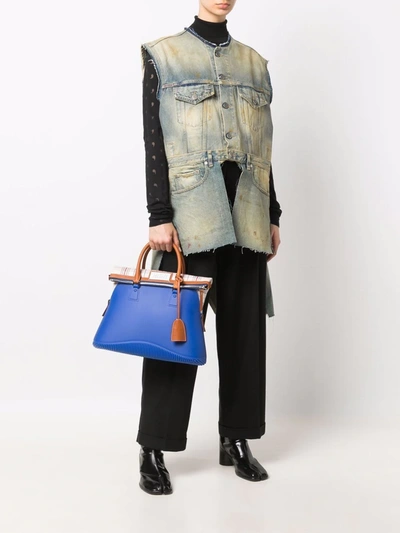 Maison Margiela Asymmetrical Distressed Denim Vest In Green