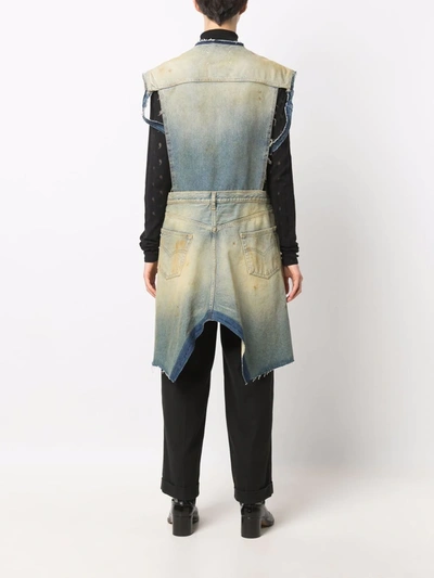 Maison Margiela Asymmetrical Distressed Denim Vest In Green