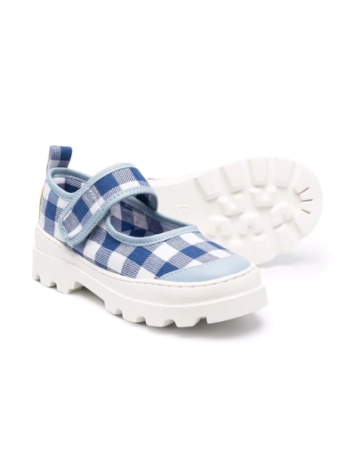 Camper Gingham-print Ballerina Shoes In Blue