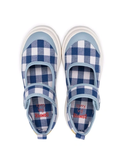 Camper Gingham-print Ballerina Shoes In Blue