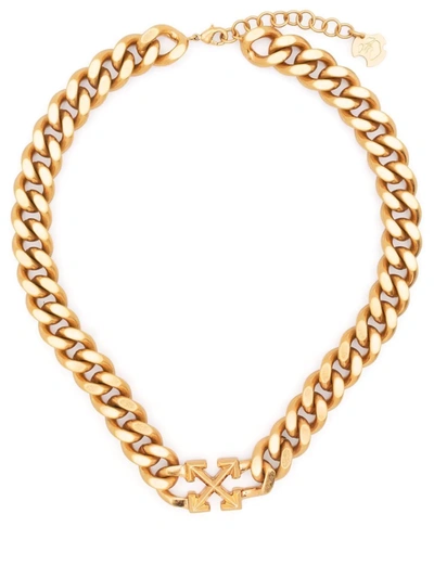 Shop Off-white Arrow Curb Chain Necklace In Gold