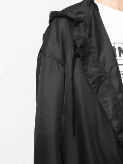 Shop Mm6 Maison Margiela Drawstring-waist Hooded Coat In Black