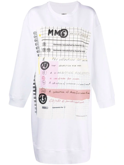 Shop Mm6 Maison Margiela Graphic-print Long T-shirt In White