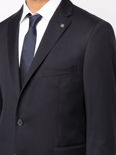 Shop Tagliatore Fitted Single-breasted Suit In Blue