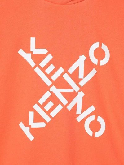 Shop Kenzo Logo-print Cotton Hoodie In Red