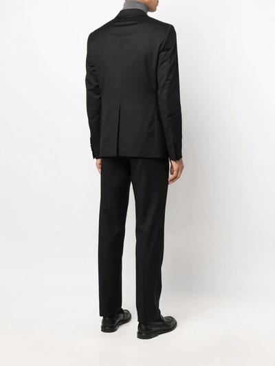 Shop Tagliatore Fitted Double-breasted Suit In Black