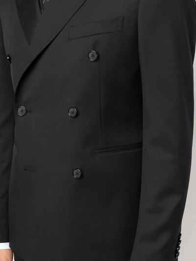 Shop Tagliatore Fitted Double-breasted Suit In Black