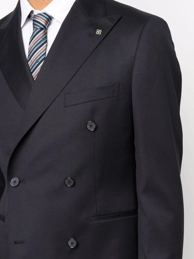 Tagliatore Naples Suit With Double Breasted Jacket In Blue