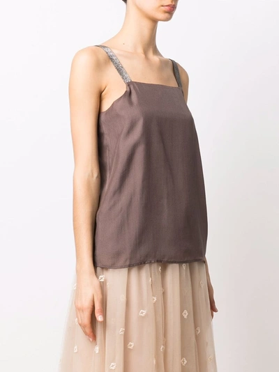 Shop Fabiana Filippi Square-neck Silk Vest Top In Brown