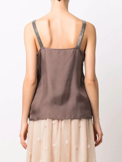 Shop Fabiana Filippi Square-neck Silk Vest Top In Brown