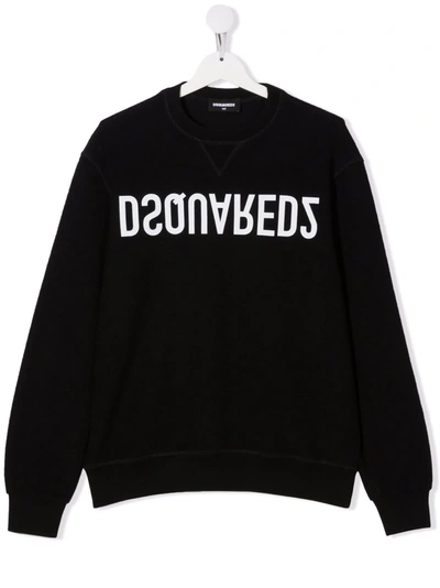 Shop Dsquared2 Teen Logo Print Sweatshirt In Black