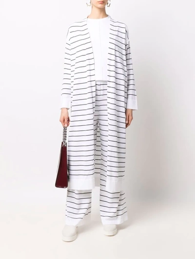 Fabiana Filippi Long Striped Cotton Cardigan In White