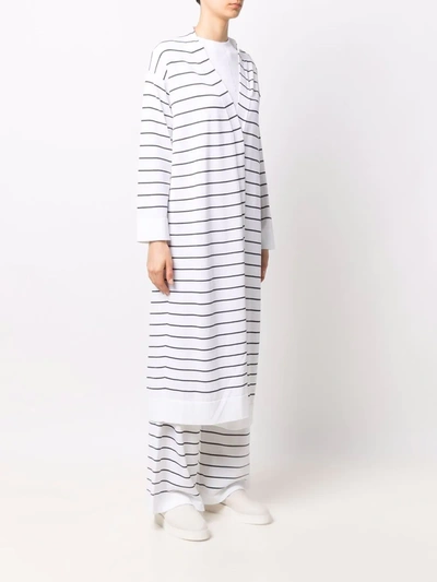 Fabiana Filippi Long Striped Cotton Cardigan In White