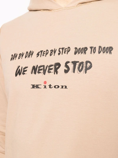 Shop Kiton Slogan-print Logo Hoodie In Neutrals