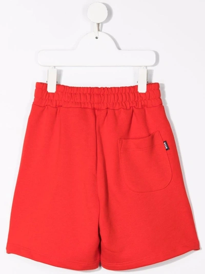 Msgm Cotton Shorts With Logo In Red