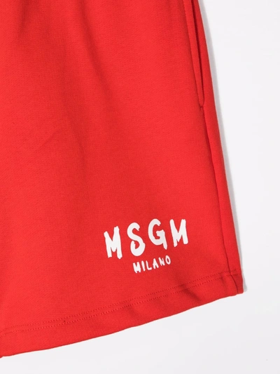 Msgm Cotton Shorts With Logo In Red