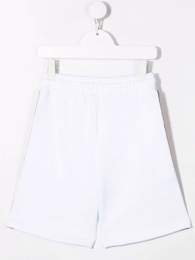 Msgm Teen Logo-tape Track Shorts In White
