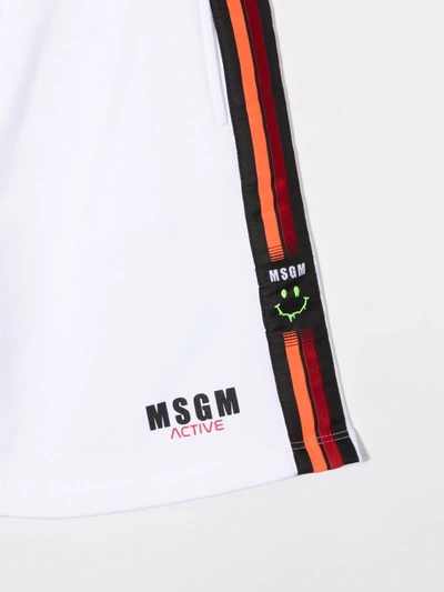 Msgm Teen Logo-tape Track Shorts In White