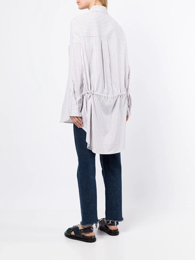 Shop Izzue Striped High-low Shirt In White