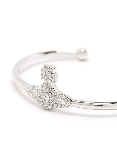 Vivienne Westwood Grace Bas-relief Open Bangle In Silver