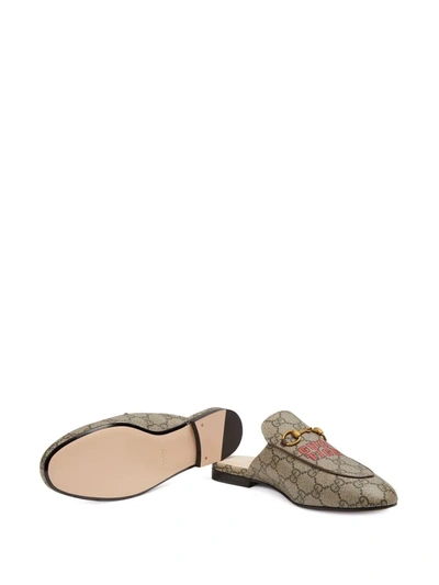 Shop Gucci Gg Supreme Horsebit Princetown Slippers In Neutrals