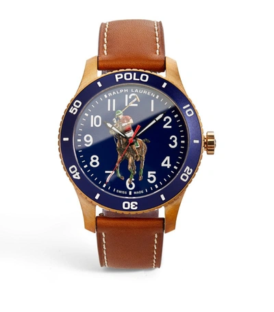 Shop Ralph Lauren Bronze Polo Sport Watch 42mm In Blue