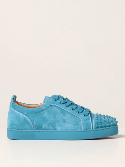 CHRISTIAN LOUBOUTIN: Louis Junior Spikes sneakers in suede with studs -  Gnawed Blue