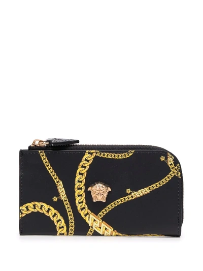 Shop Versace Chain Print Card Case In Schwarz