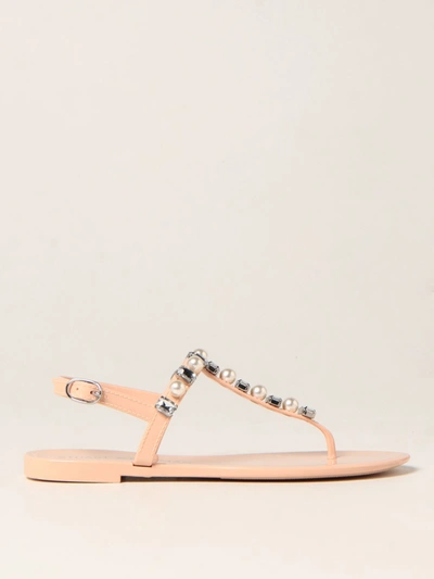 Shop Stuart Weitzman Goldie Crystal Jelly  Sandals In Blush Pink