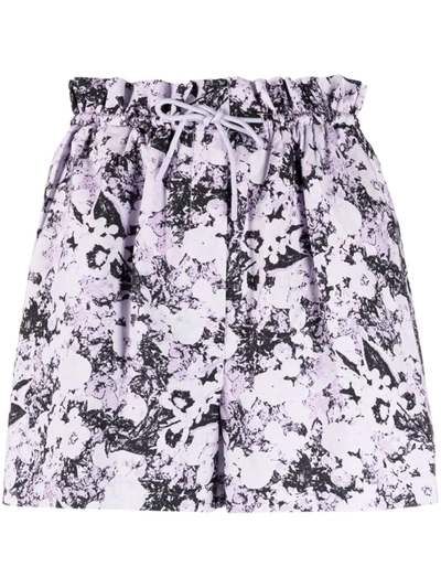 Remain Birger Christensen Paperbag Waist Abstract Pattern Shorts In Violett