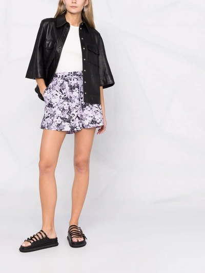 Shop Remain Paperbag Waist Abstract Pattern Shorts In Violett