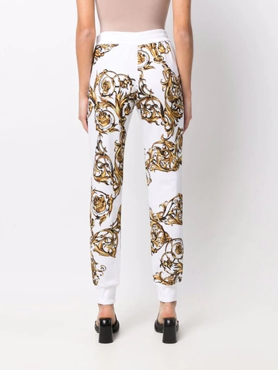 Shop Versace Jeans Couture Baroque-pattern Track Pants In Weiss