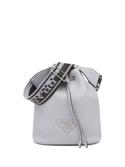 Shop Prada Flou Bucket Bag In Grau