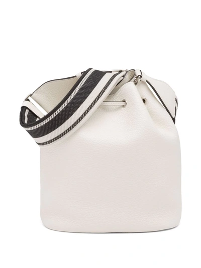 Shop Prada Flou Bucket Bag In Weiss