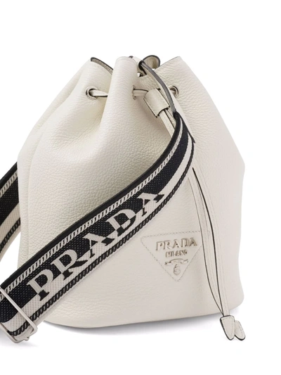 Shop Prada Flou Bucket Bag In Weiss