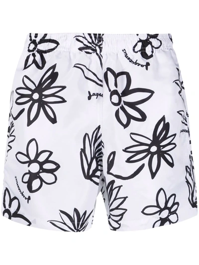 Shop Jacquemus Le Maillot Peinture Swim Shorts In Weiss