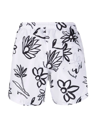 Shop Jacquemus Le Maillot Peinture Swim Shorts In Weiss