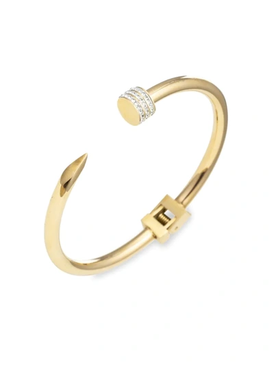 Shop Eye Candy La Women's The Luxe Collection Spike Nail Titanium & Cubic Zirconia Cuff Bracelet In Neutral